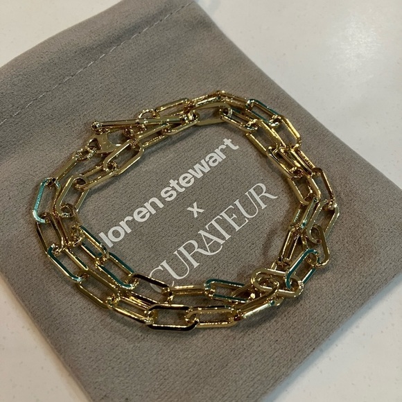 NWT LOREN STEWART X CURATEUR 15" Double Wrap Gold Toggle Bracelet - Picture 2 of 3
